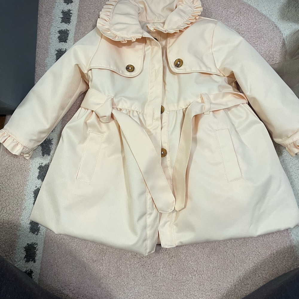 Adorable Cream Ruffle Baby Coat